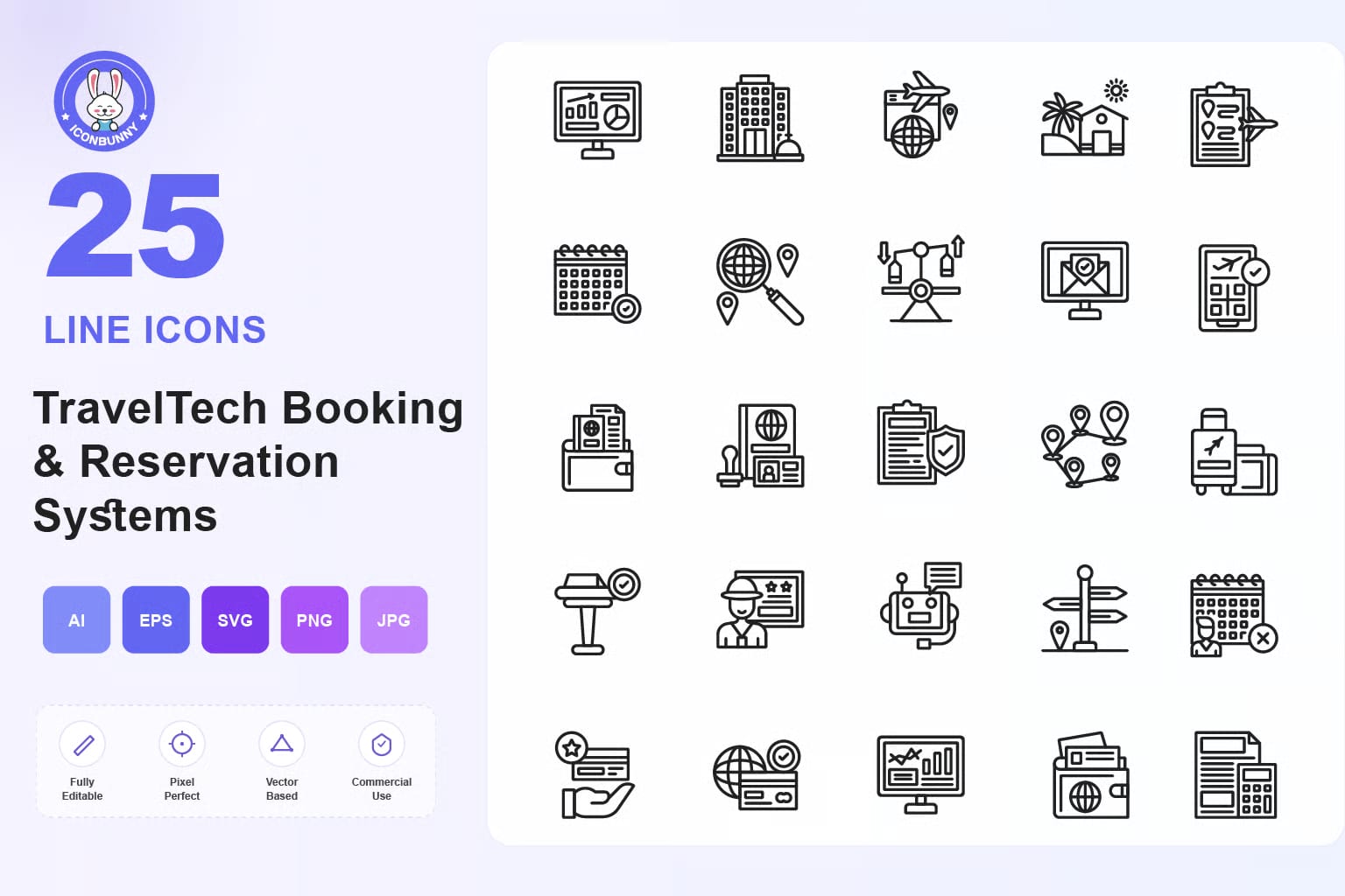 TravelTech Free Booking & Reservation Icon Set 1