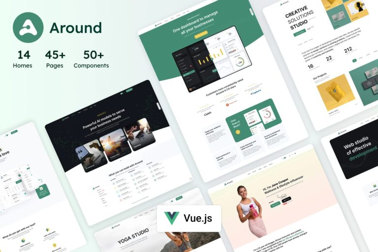 Around Free Vue 3 Multipurpose Landing Template - FreeDesignKit