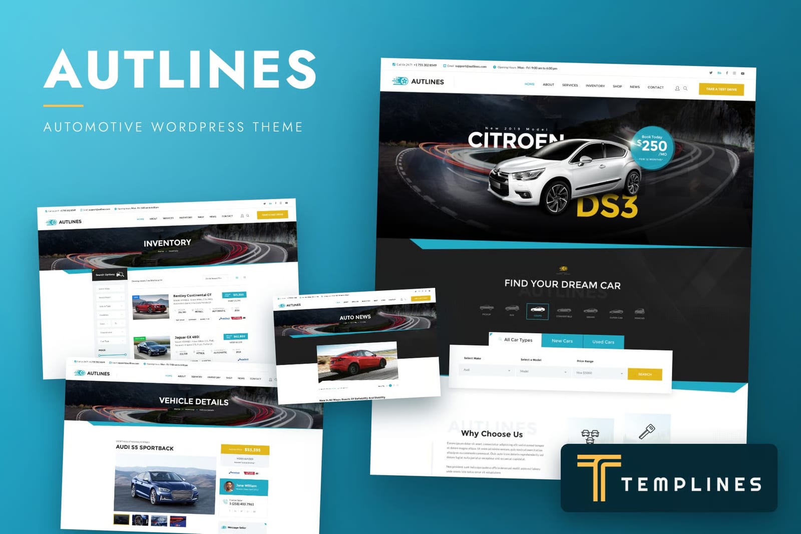Autlines Free Automotive WordPress Theme 1