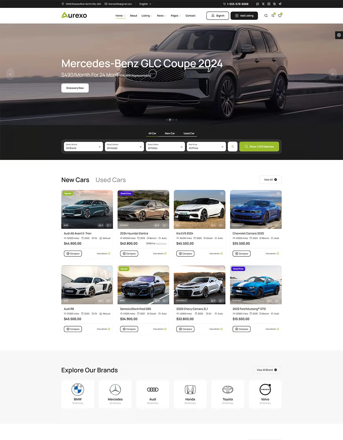 Auxero Free Car Dealer & Listing WordPress Theme 4
