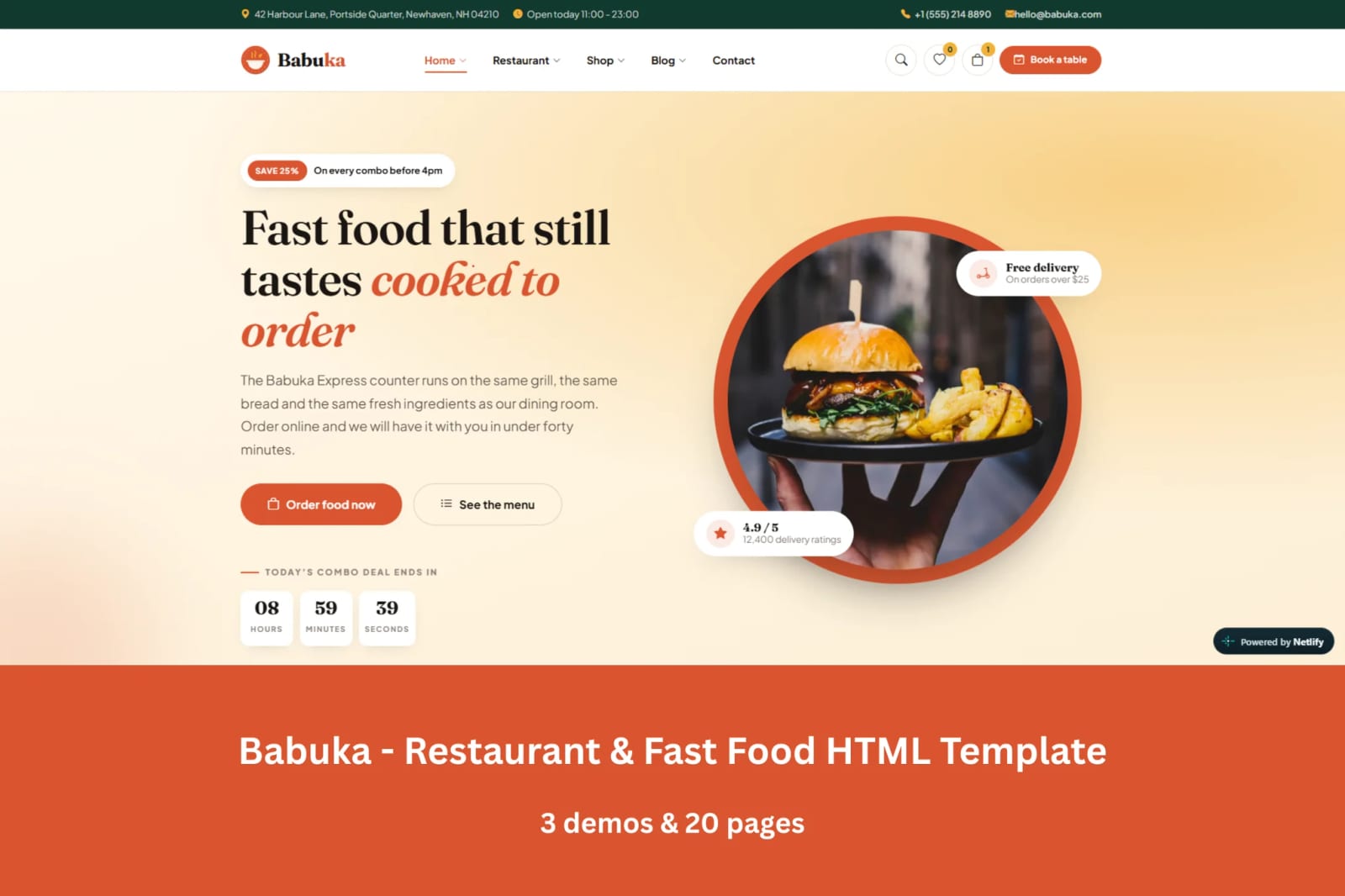 Babuka Free Restaurant & Fast Food HTML Template 1