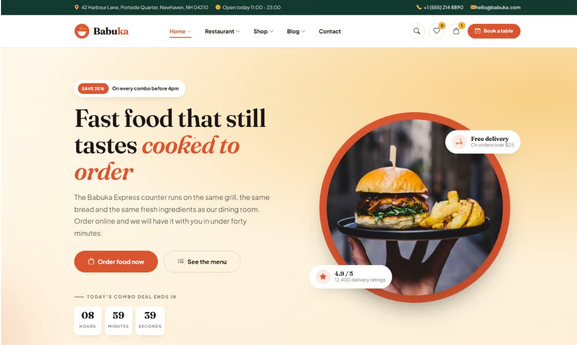 Babuka Free Restaurant & Fast Food HTML Template 3