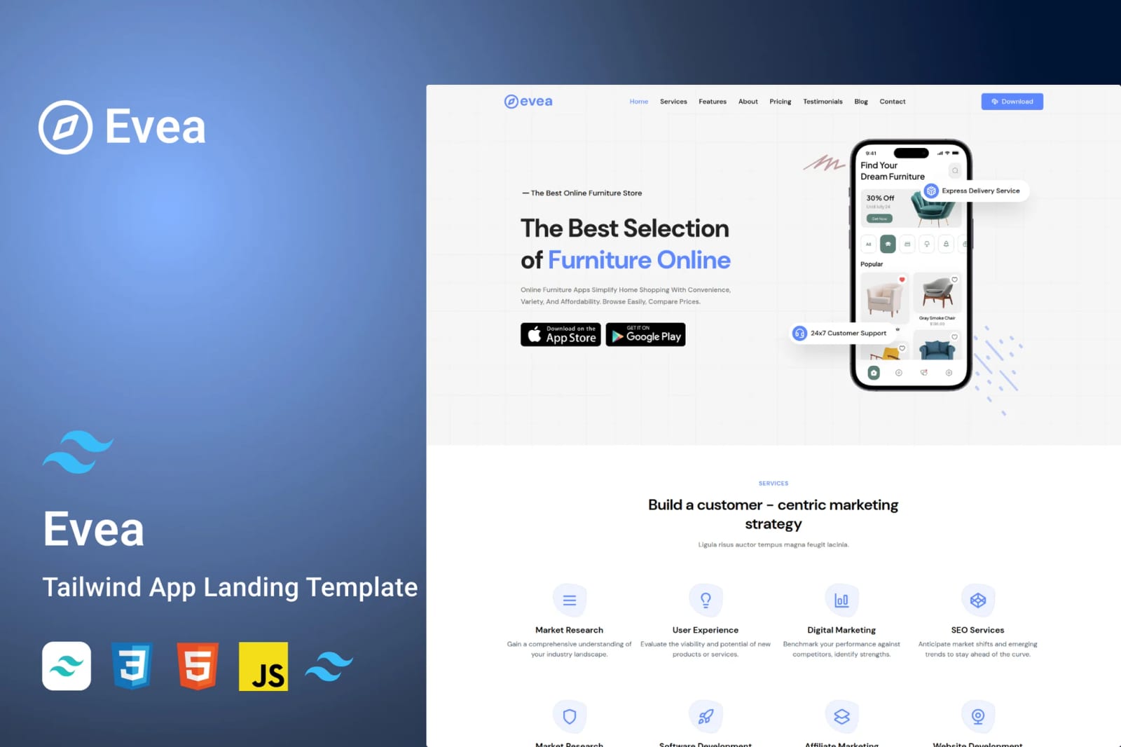 Evea - Free Django 5 Landing Page Template 1