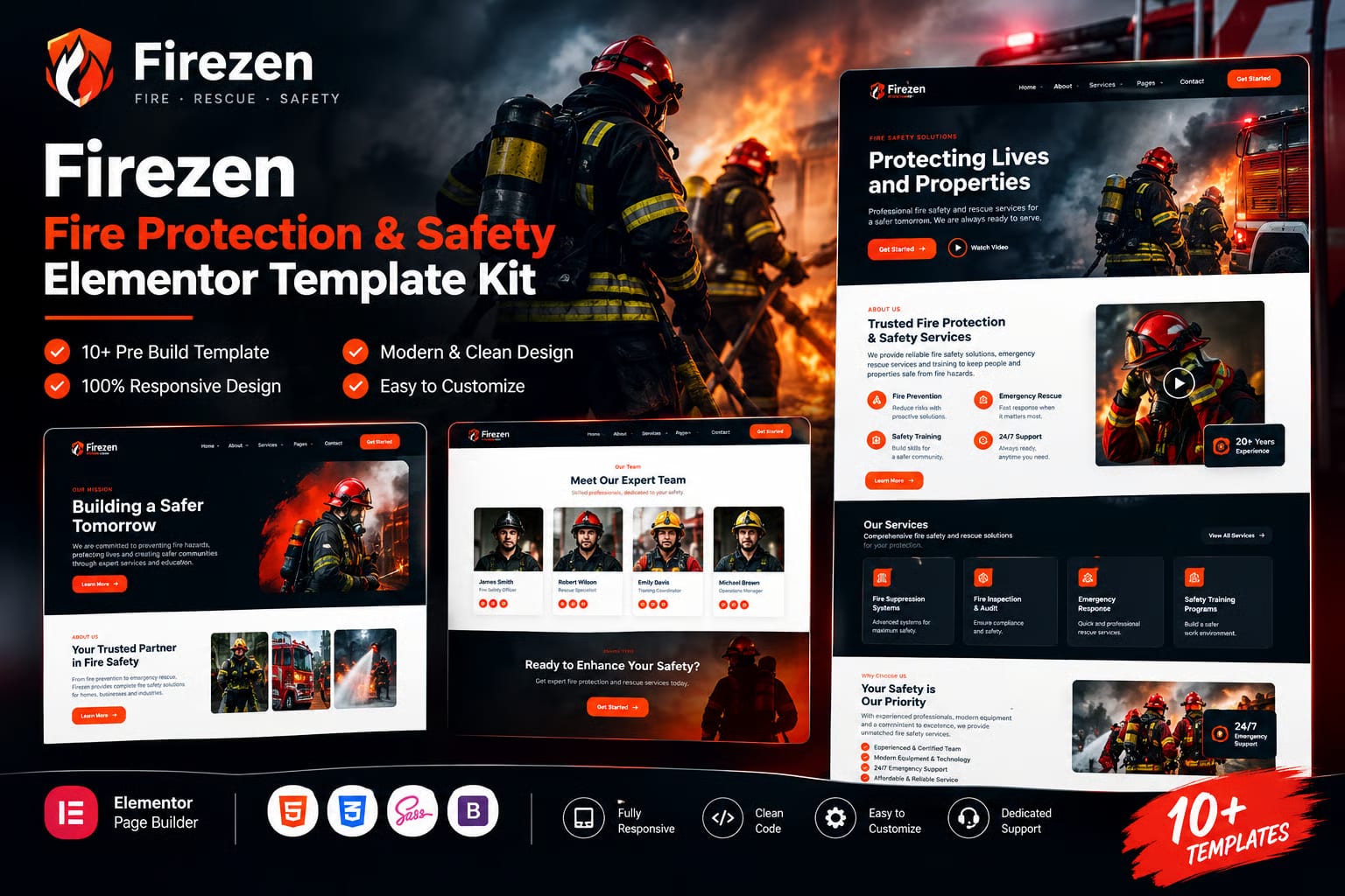 Firezen Free Fire Protection & Safety Services Elementor Template Kit 1