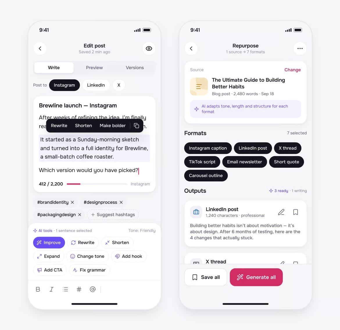 Free AI Content Creator Mobile UI Kit 4