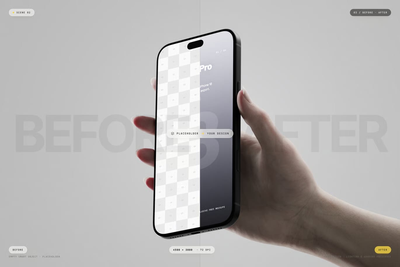 Free Black Color iPhone 18 Pro Holding By Hand Mockup 3