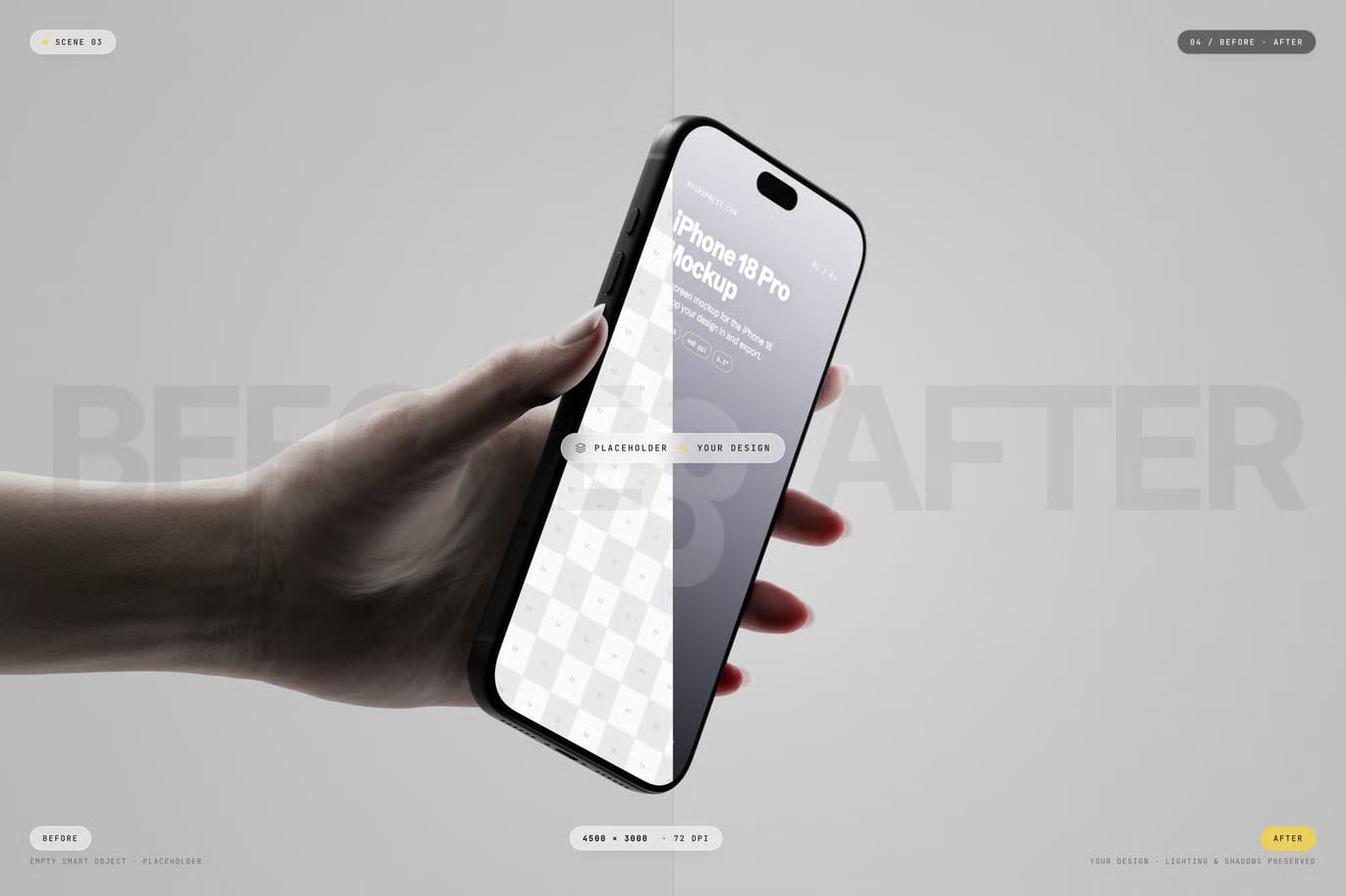 Free Black Color iPhone 18 Pro Holding By Hand Mockup 4