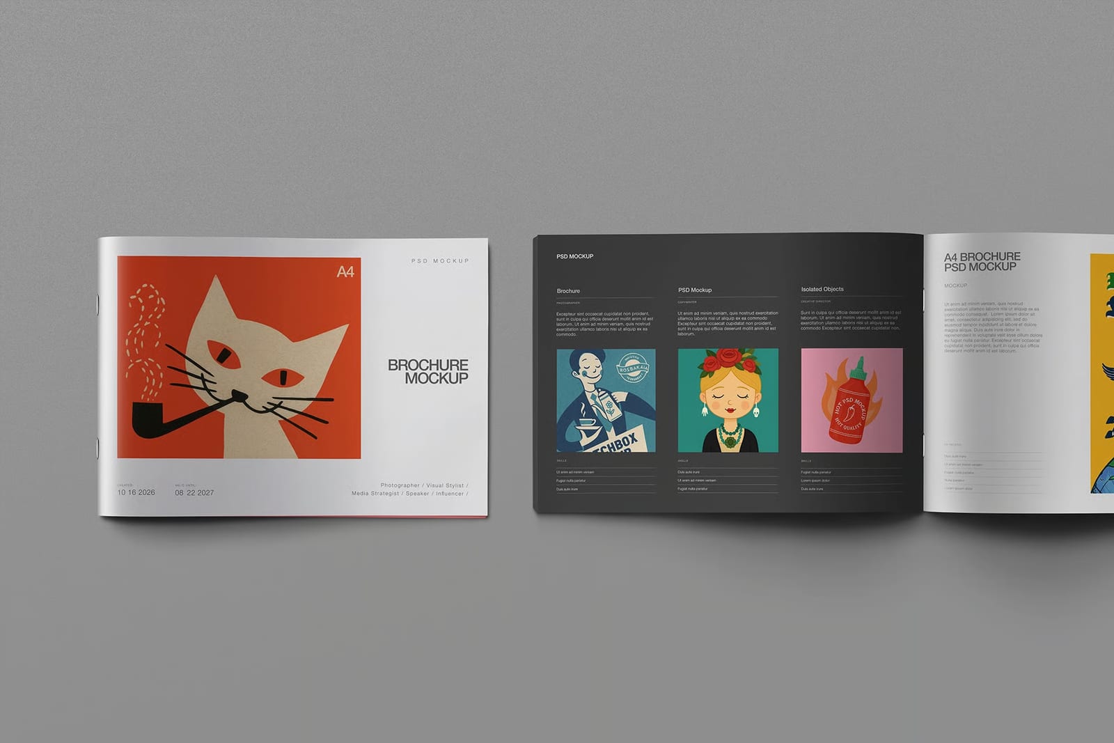 Free Brochure Mockup - A4 Landscape Cover & Spread 1