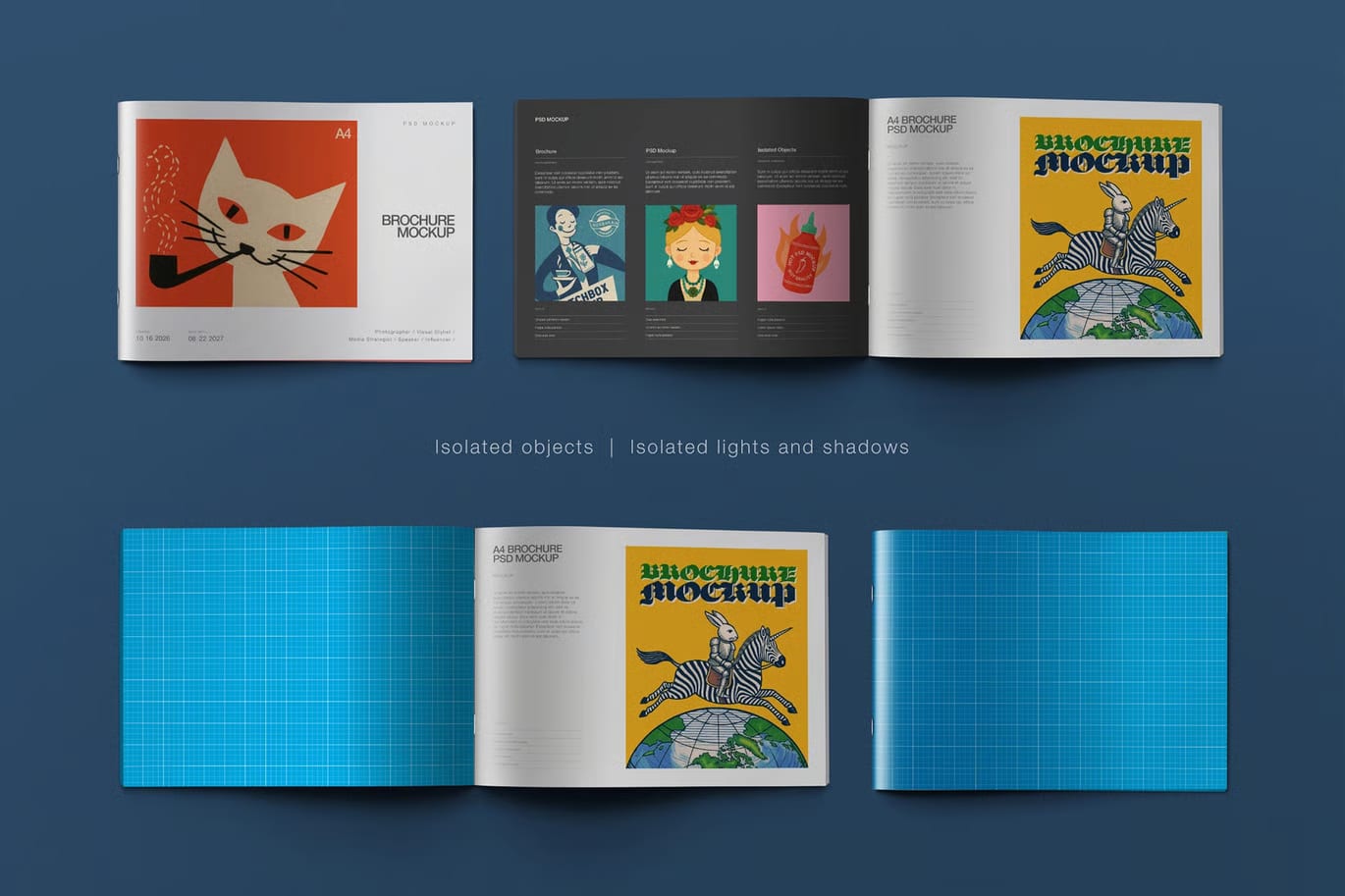 Free Brochure Mockup - A4 Landscape Cover & Spread 2