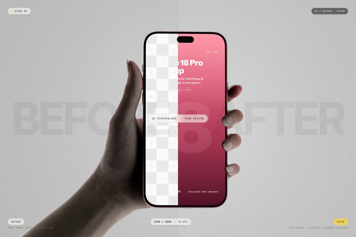 Free Burgundy Color iPhone 18 Pro Holding By Hand Mockup 3
