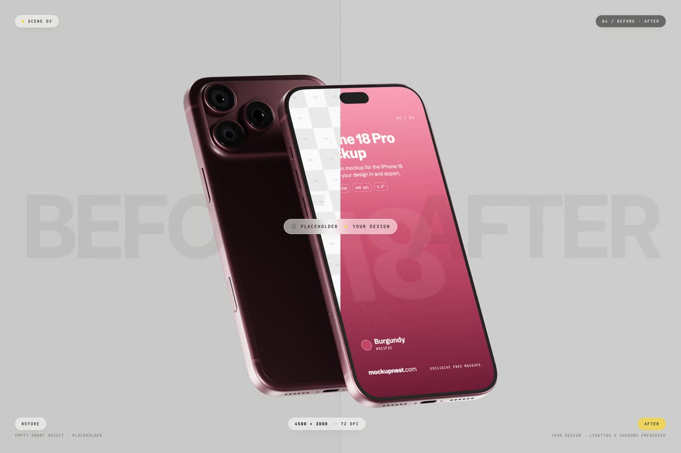 Free Burgundy Color iPhone 18 Pro Mockup 3