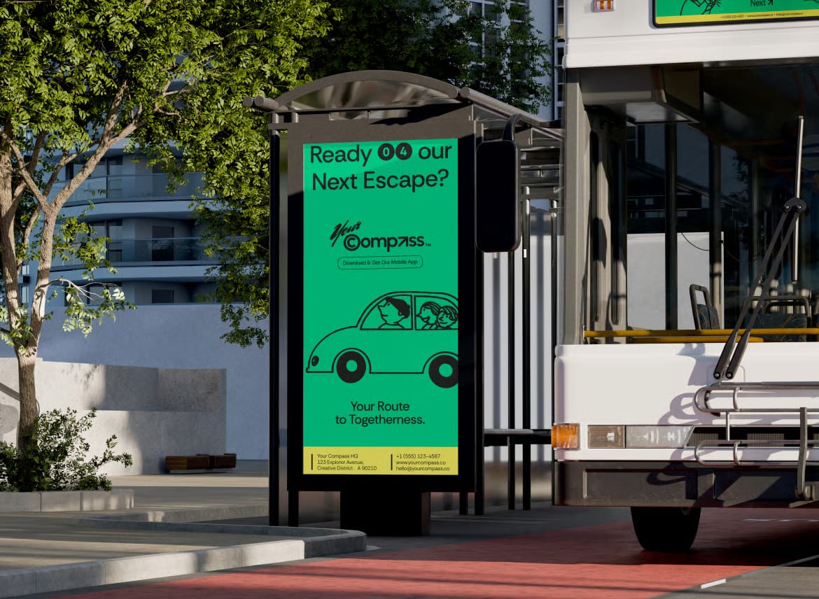 Free Bus Shelter Poster Mockup 2