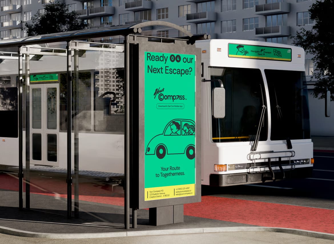 Free Bus Shelter Poster Mockup 3