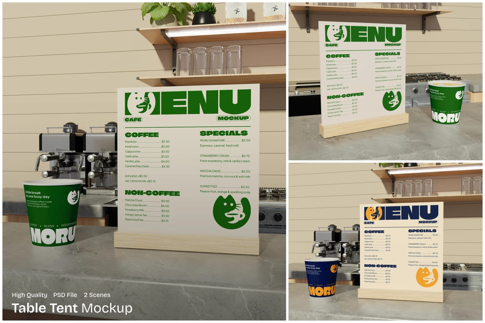 Free Cafe Table Tent Mockup 1