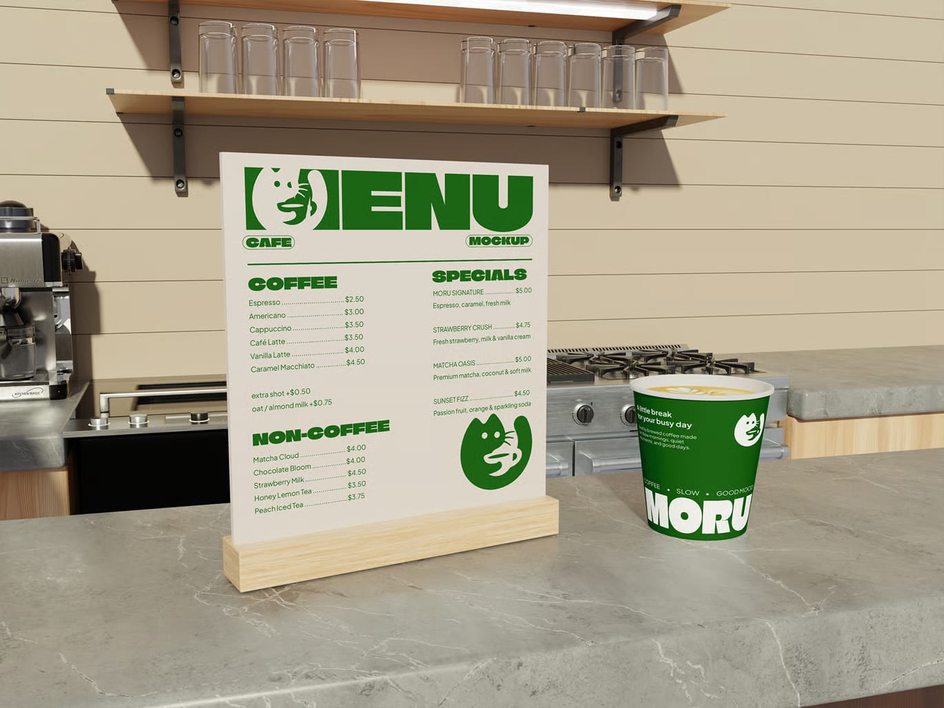 Free Cafe Table Tent Mockup 2