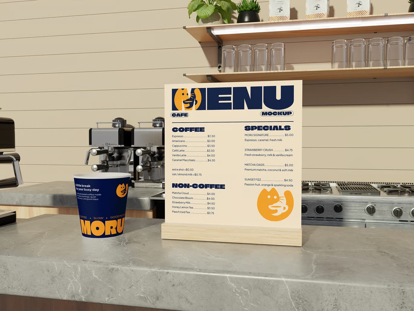 Free Cafe Table Tent Mockup 4