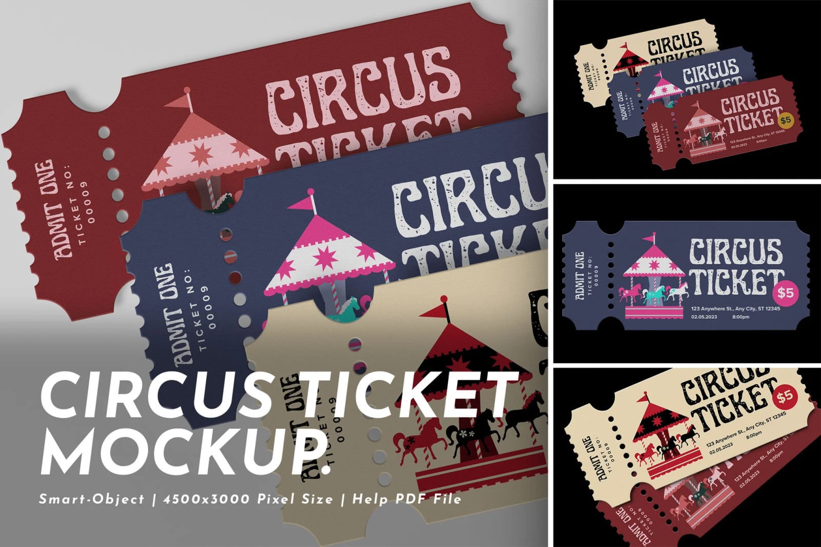 Free Circus Ticket Mockup 1