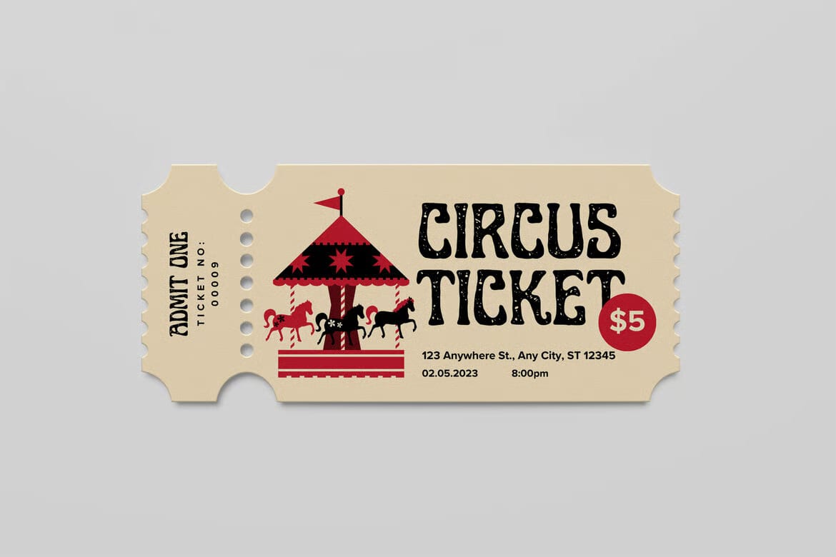 Free Circus Ticket Mockup 2