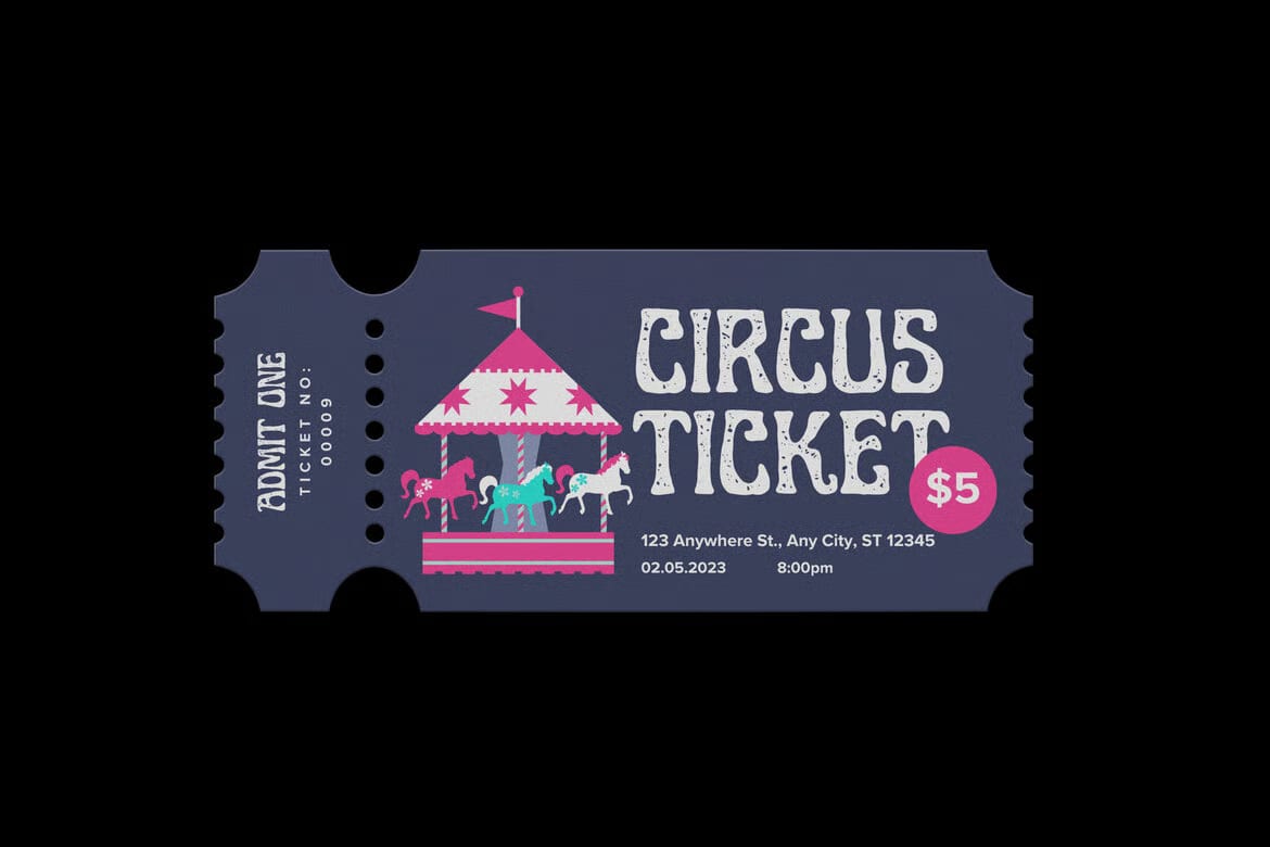 Free Circus Ticket Mockup 3