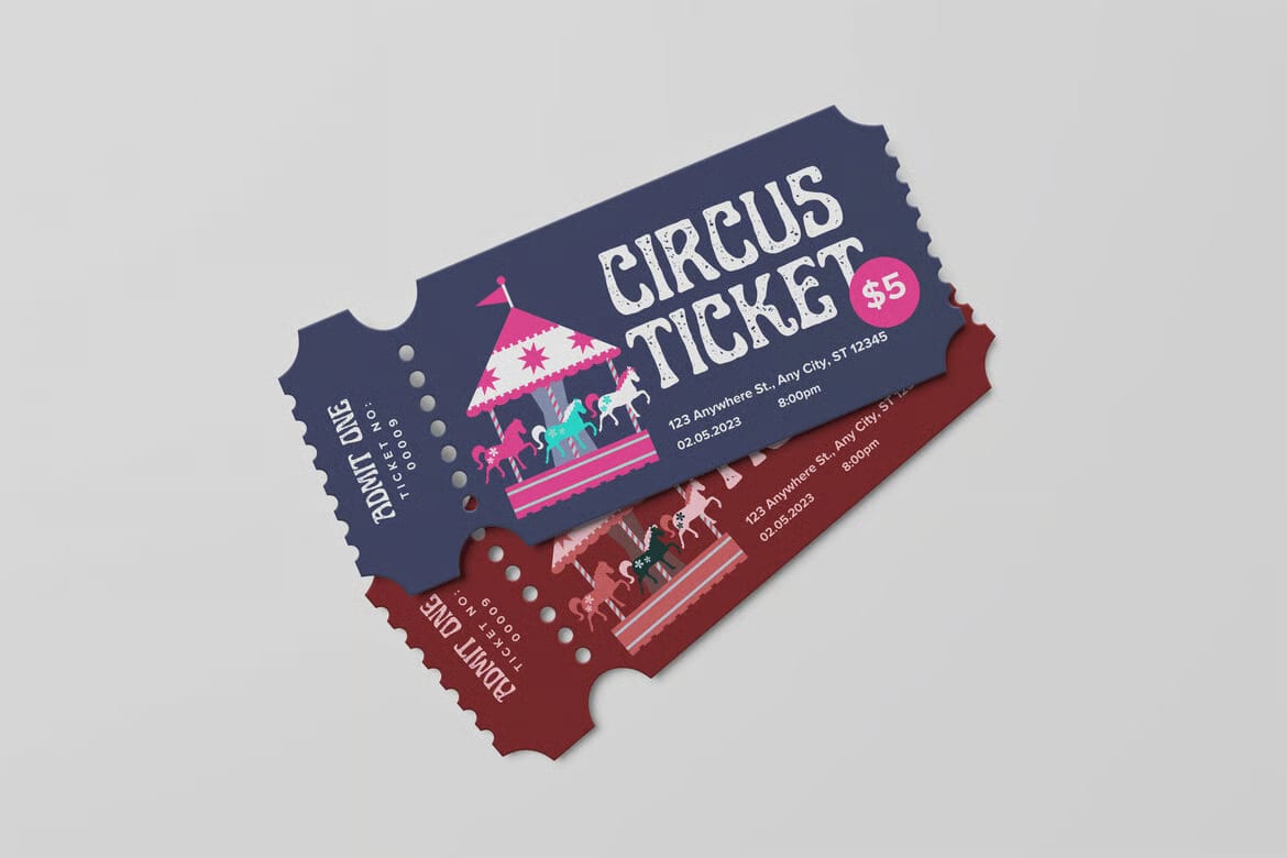 Free Circus Ticket Mockup 4