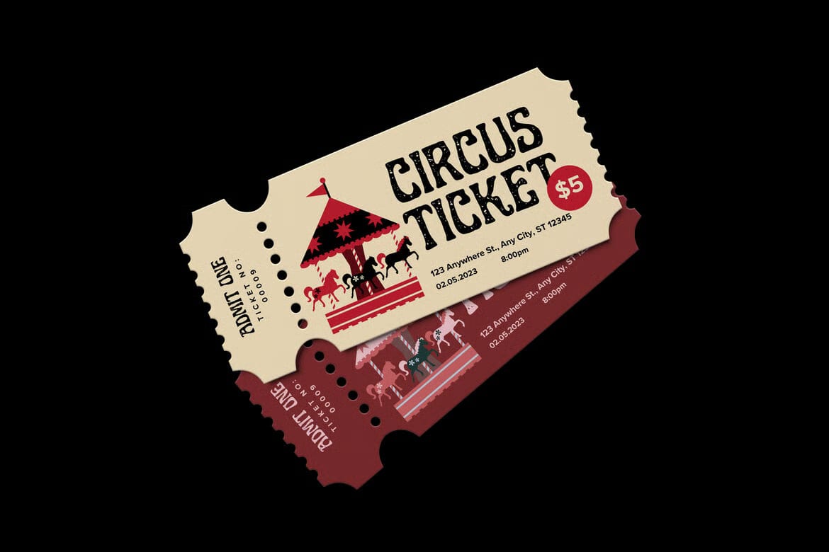 Free Circus Ticket Mockup 5