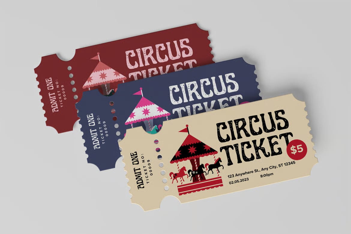 Free Circus Ticket Mockup 6