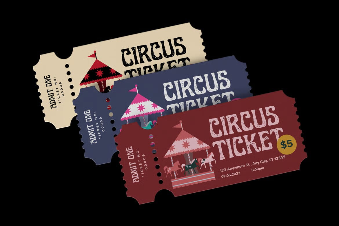 Free Circus Ticket Mockup 7