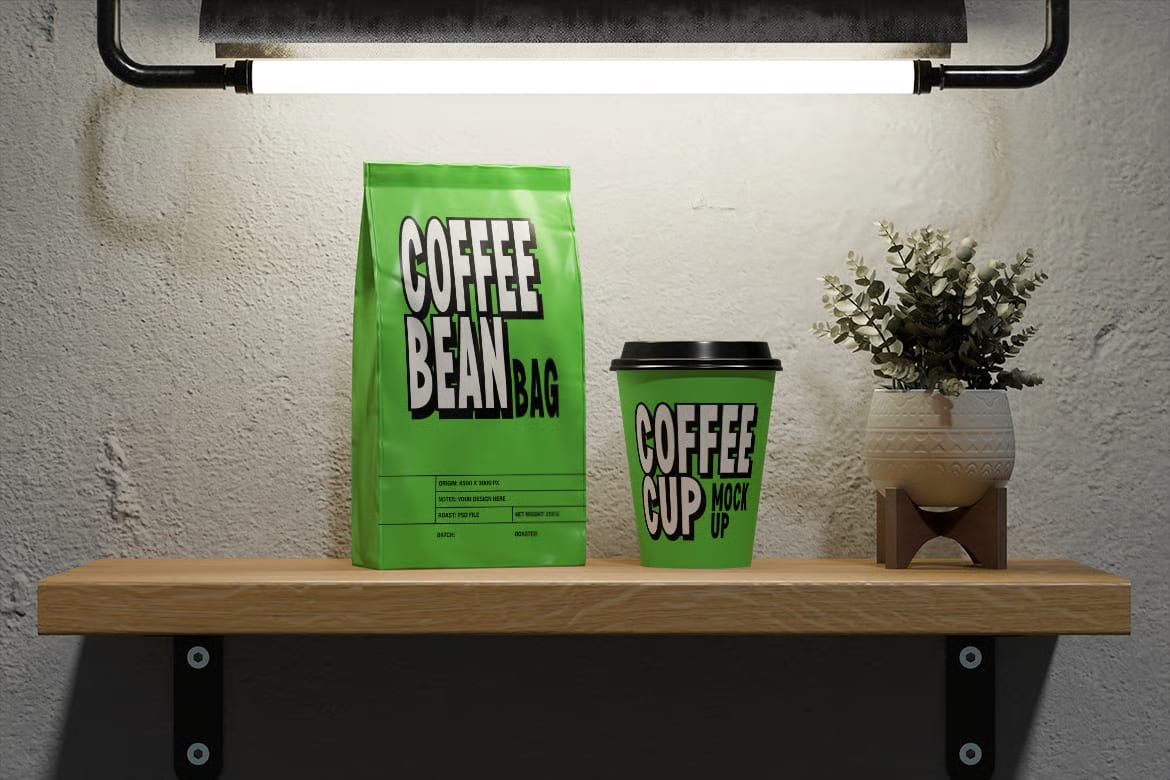 Free Coffee Set Mockup 2