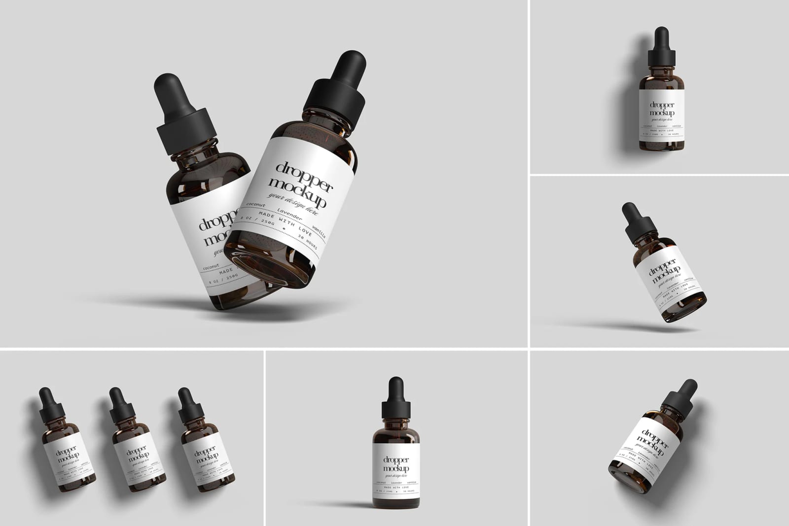 Free Dropper Bottle Mockup Set 1
