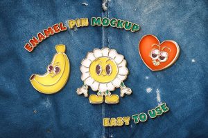 Free Enamel Metal Pin Mockup 1