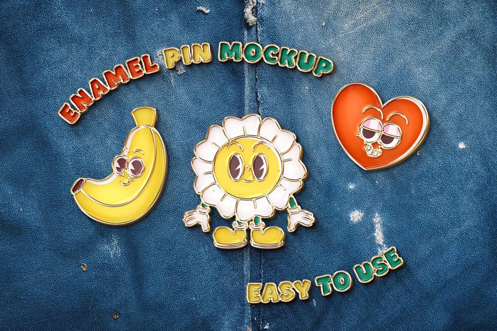 Free Enamel Metal Pin Mockup 1