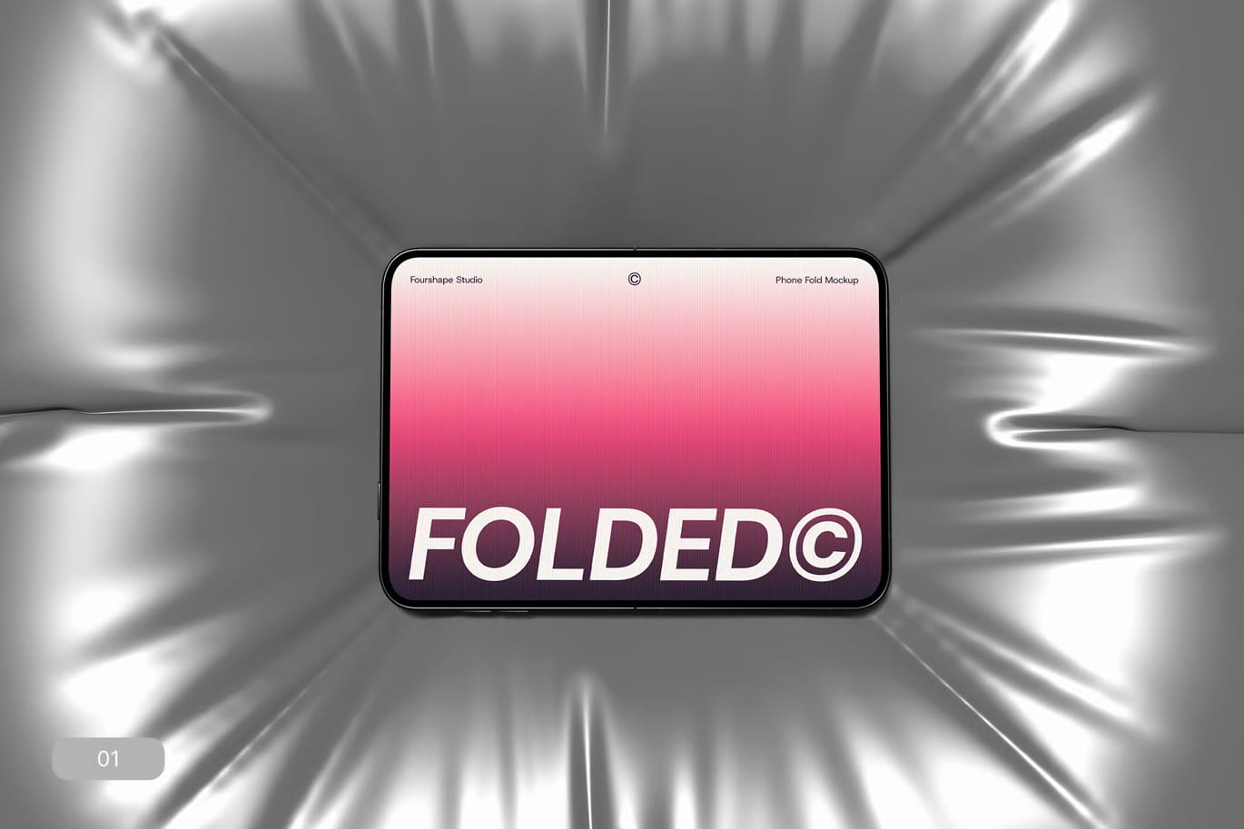 Free Fabric Phone Fold Mockup 2