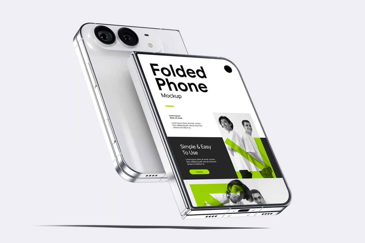 Free Folded Phone Mockup 3