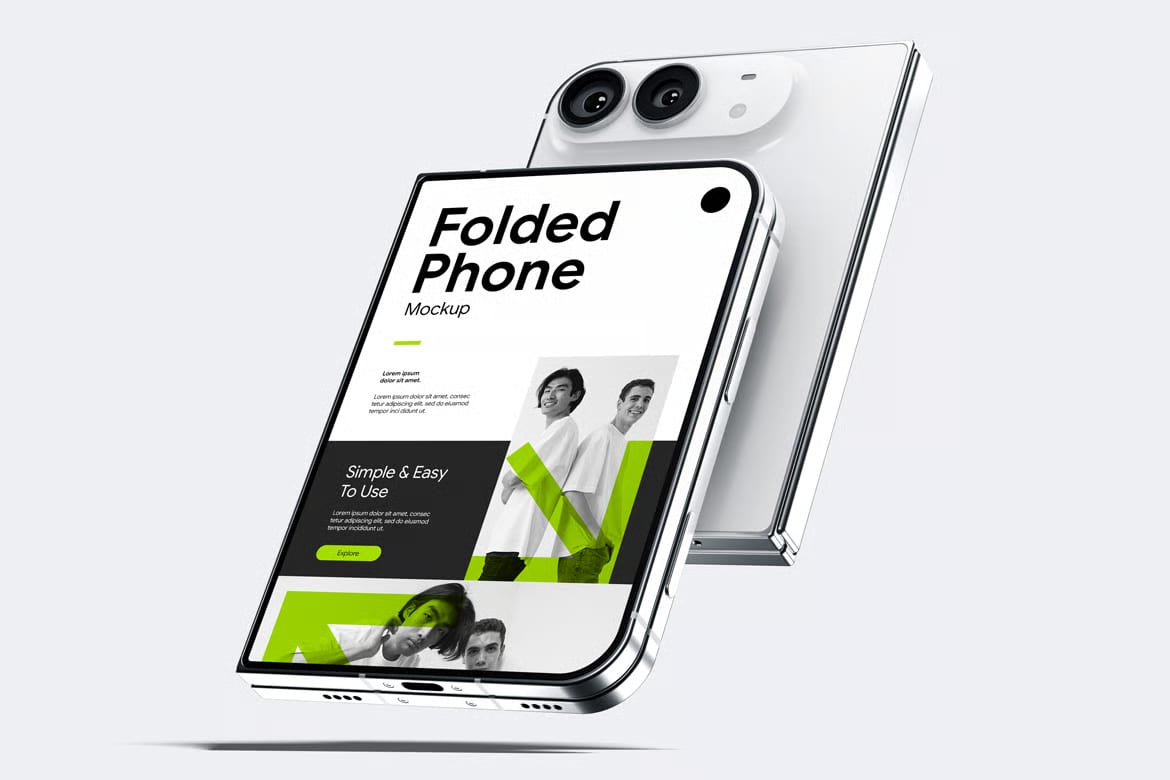Free Folded Phone Mockup 4