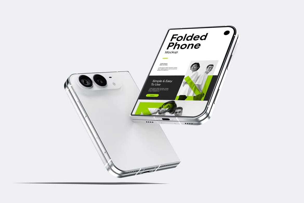 Free Folded Phone Mockup 5