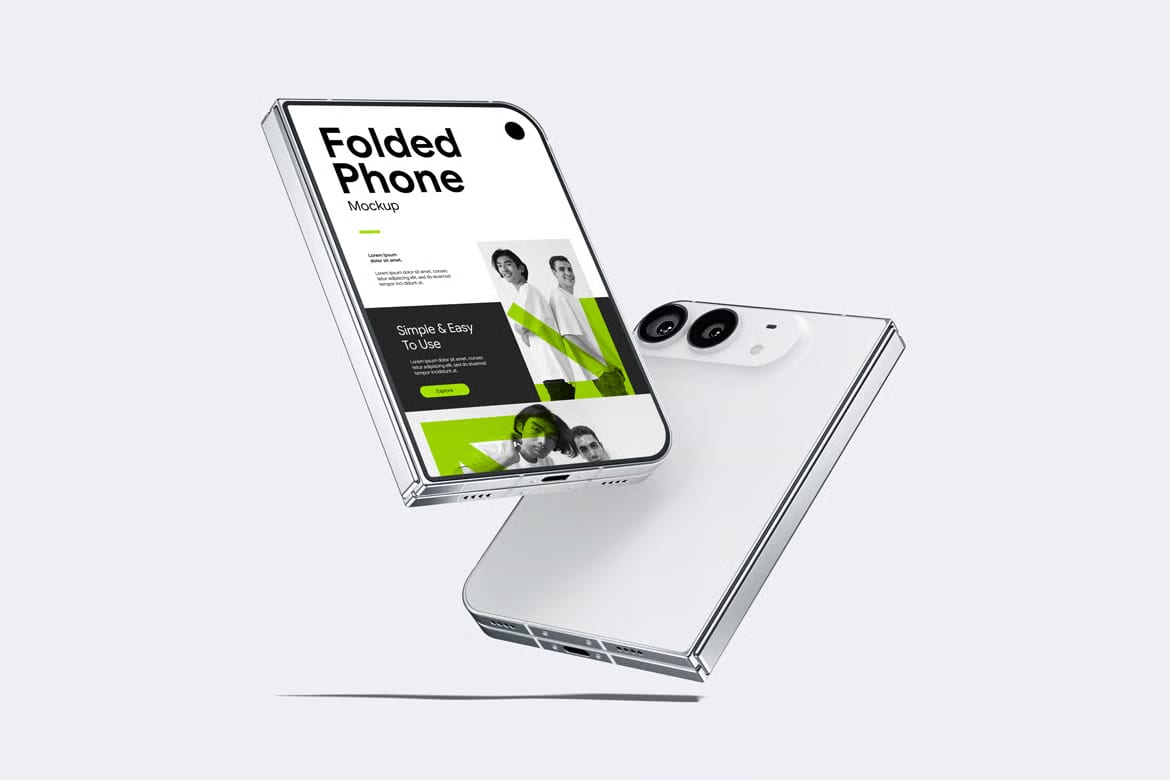 Free Folded Phone Mockup 6