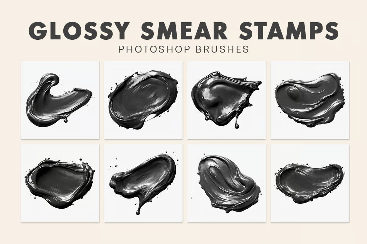Free Glossy Smear Stamps Photoshop Brushes 2