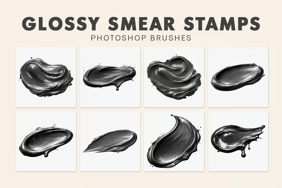 Free Glossy Smear Stamps Photoshop Brushes 4