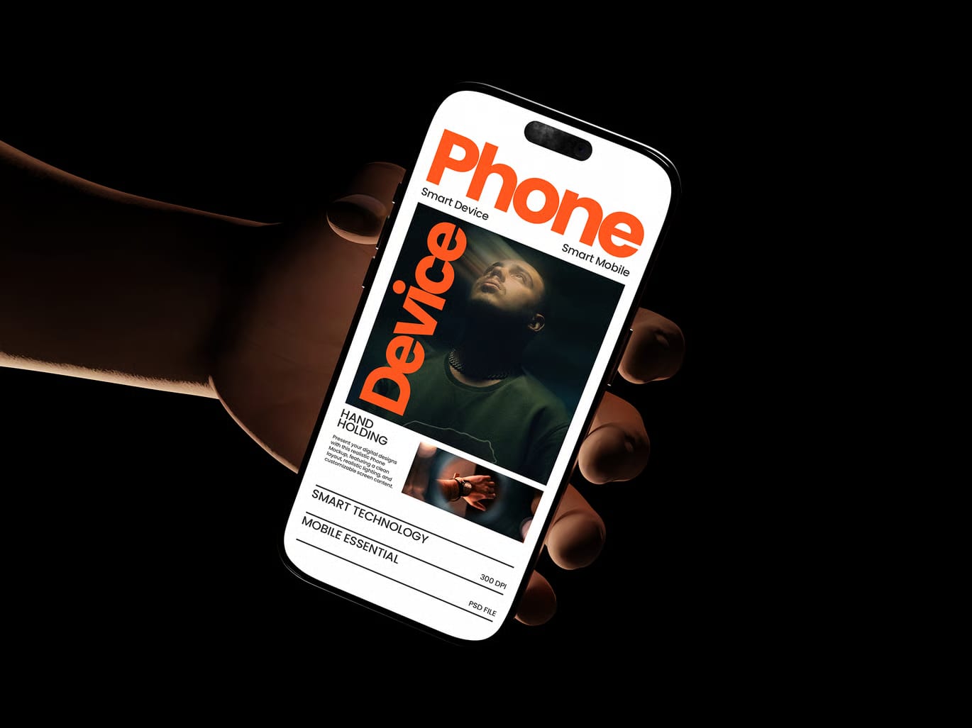 Free Hand Holding Phone Mockup 8