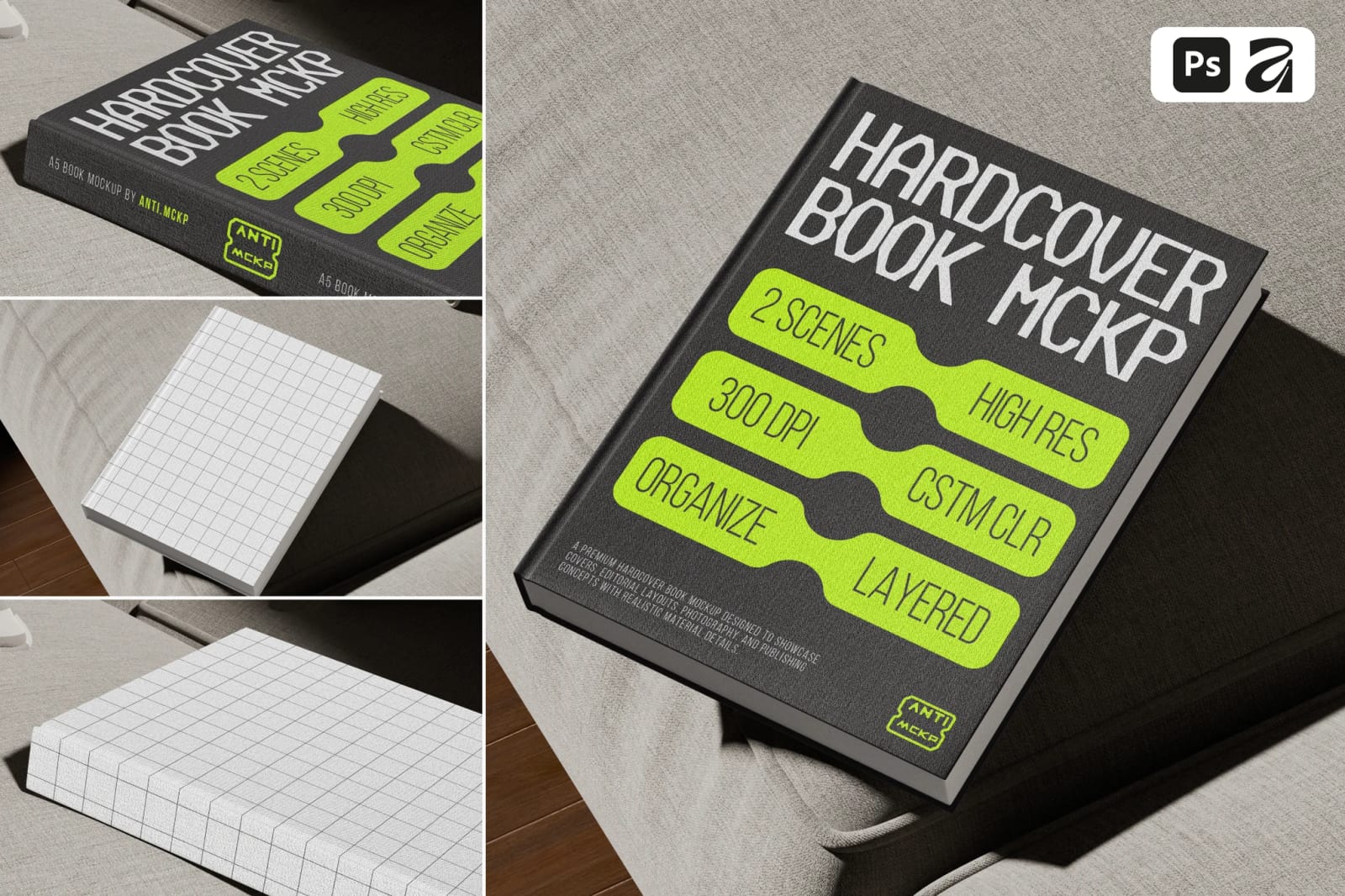 Free Hardcover Book Mockup 1