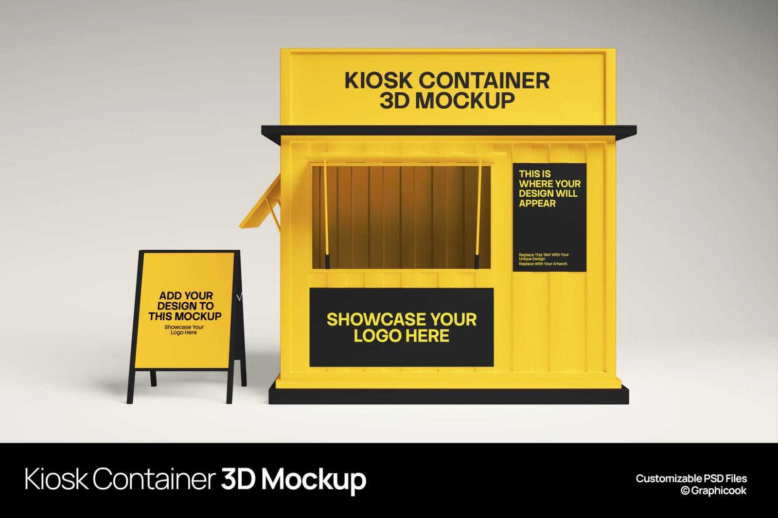 Free Kiosk Container 3D Mockup 1