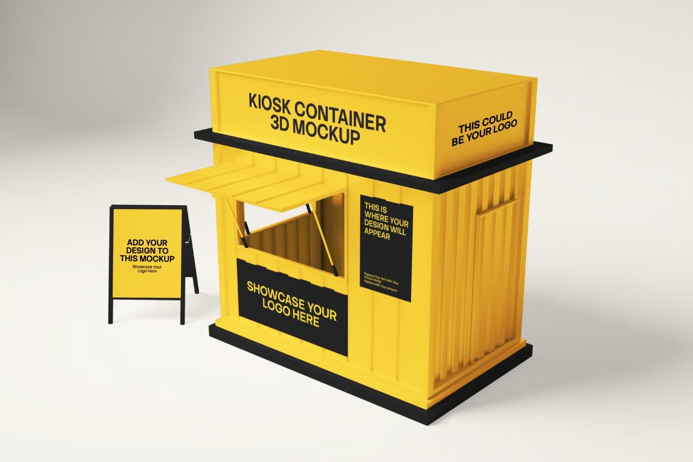 Free Kiosk Container 3D Mockup 2
