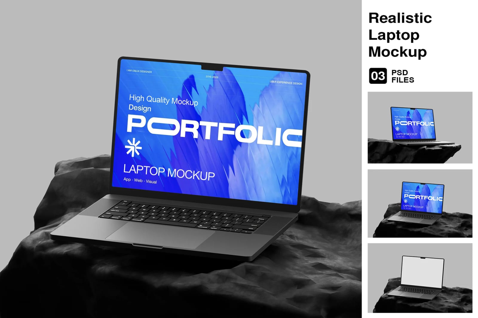 Free Laptop Mockup Set – 03 PSD Files 1