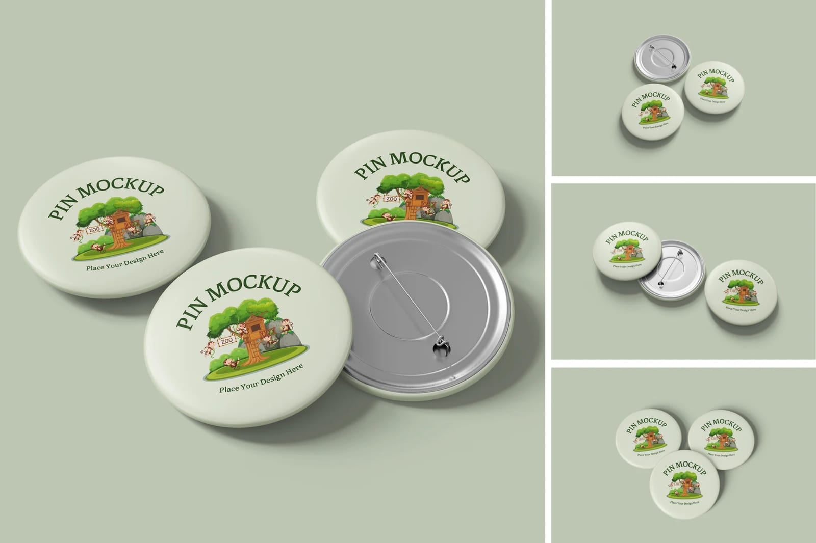 Free Modern Metal Enamel Pin Mockup Set 1