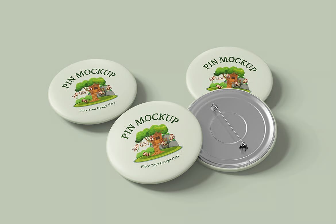 Free Modern Metal Enamel Pin Mockup Set 2