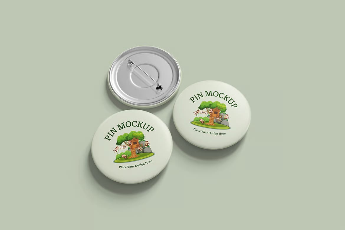 Free Modern Metal Enamel Pin Mockup Set 3