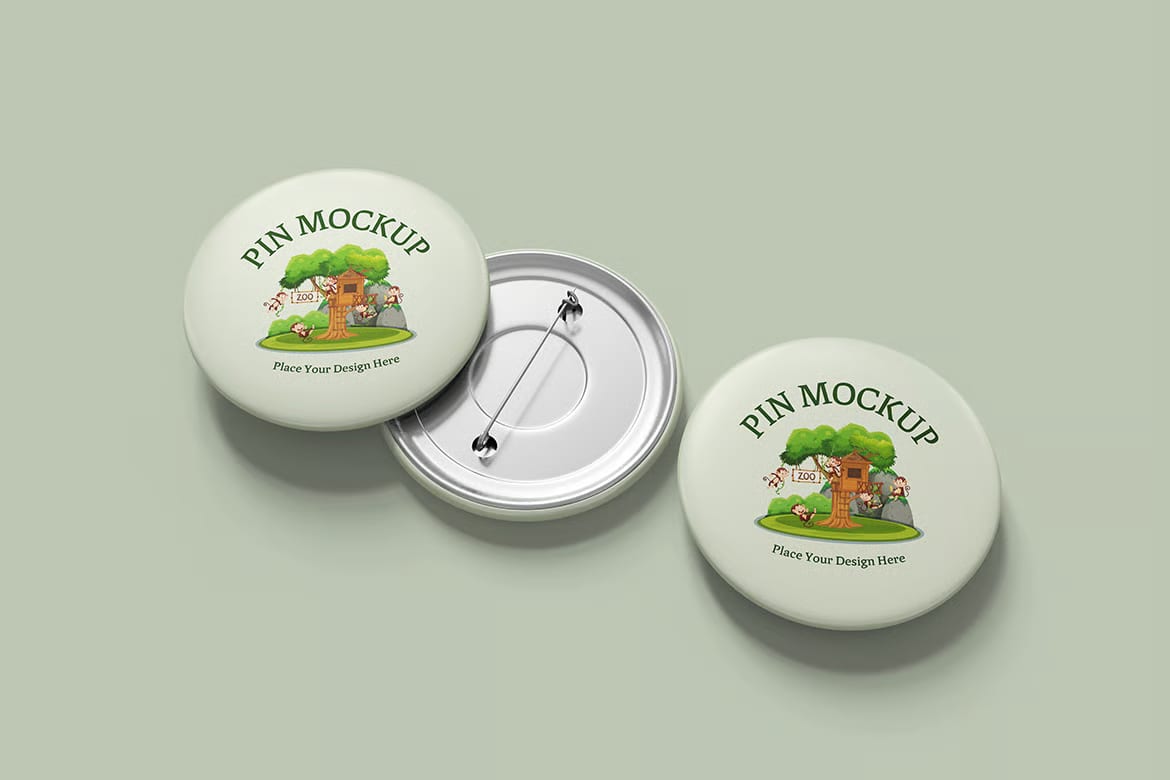 Free Modern Metal Enamel Pin Mockup Set 4