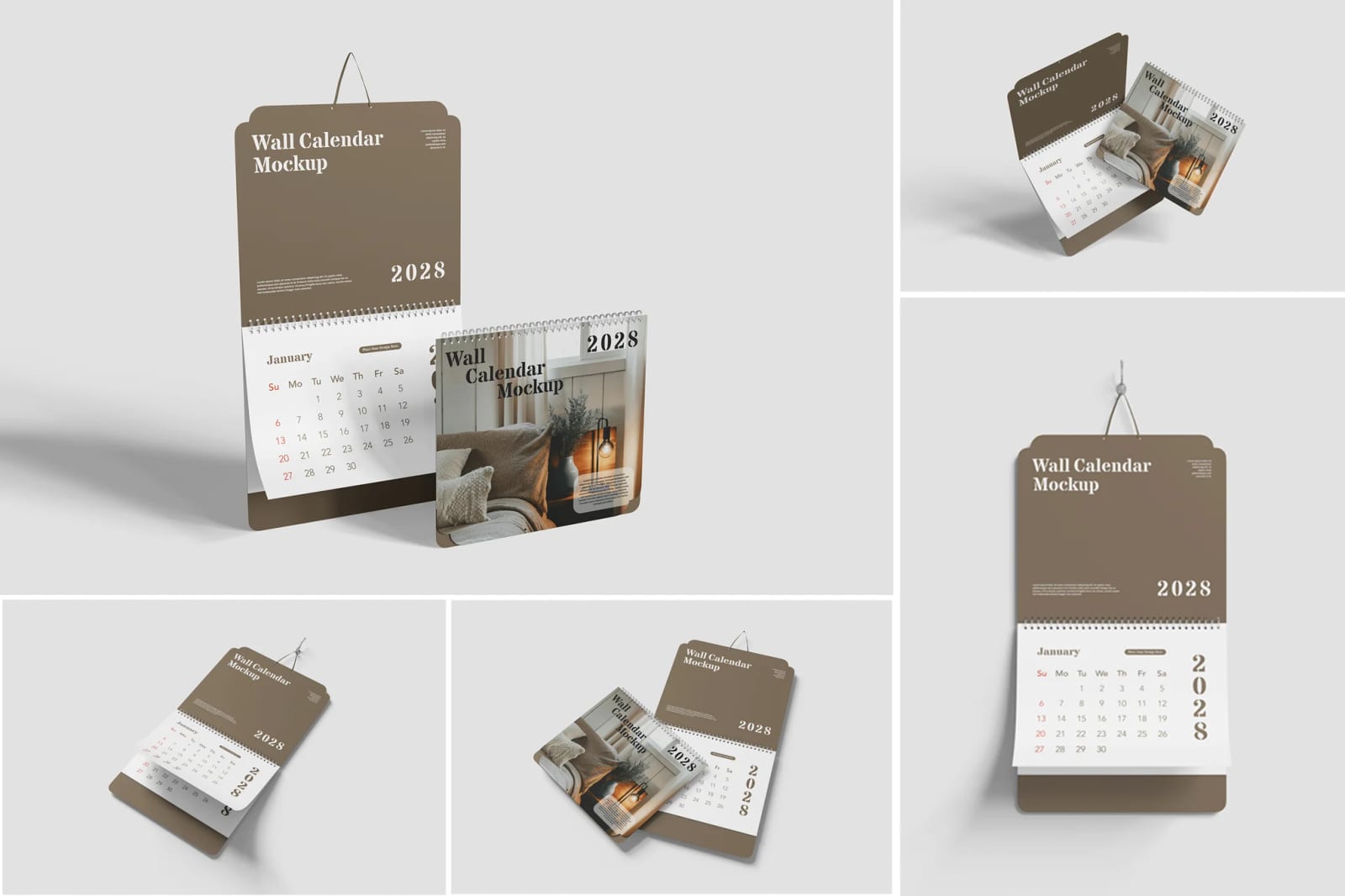 Free Modern Wall Calendar Mockup 1