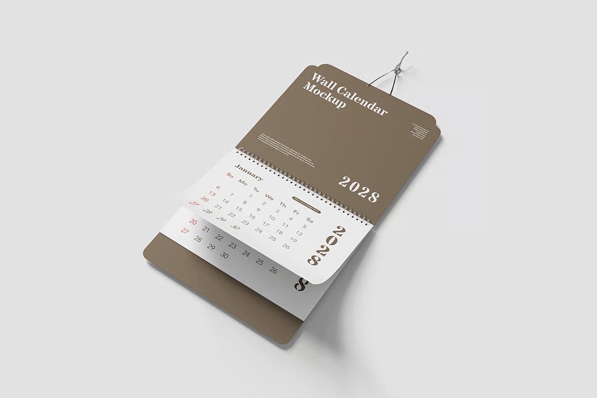 Free Modern Wall Calendar Mockup 3