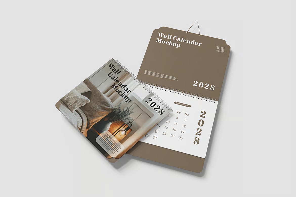 Free Modern Wall Calendar Mockup 4